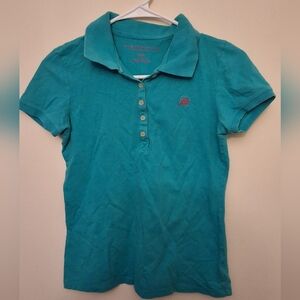 Aeropostale A87 Solid Piqué Polo Shirt - Turquoise / Teal - Size M